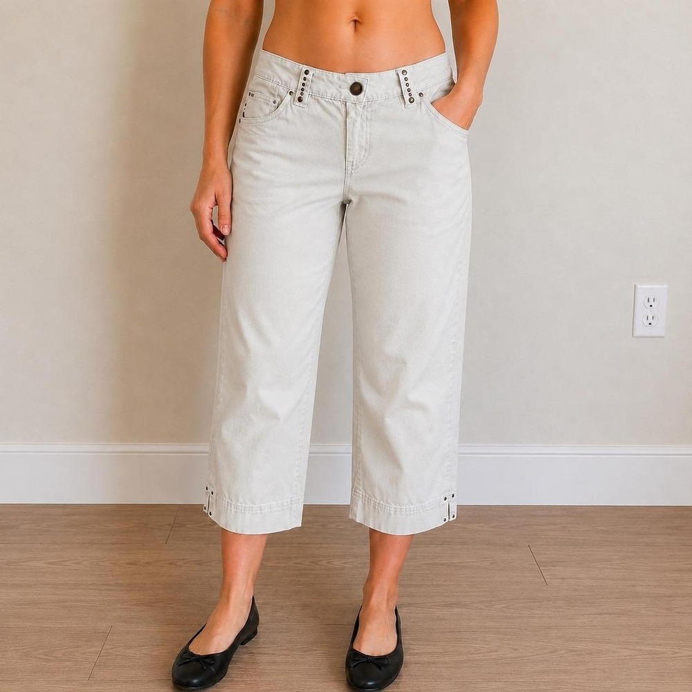 Y2K Studded capri Pants‎ Low Rise Women 8 2000s Boho Indie Quiet Luxury